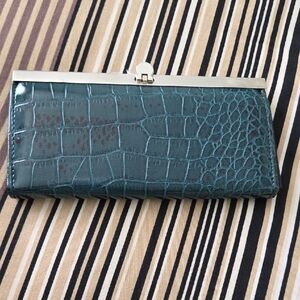 Maurices Teal Crocodile-Pattern Clutch